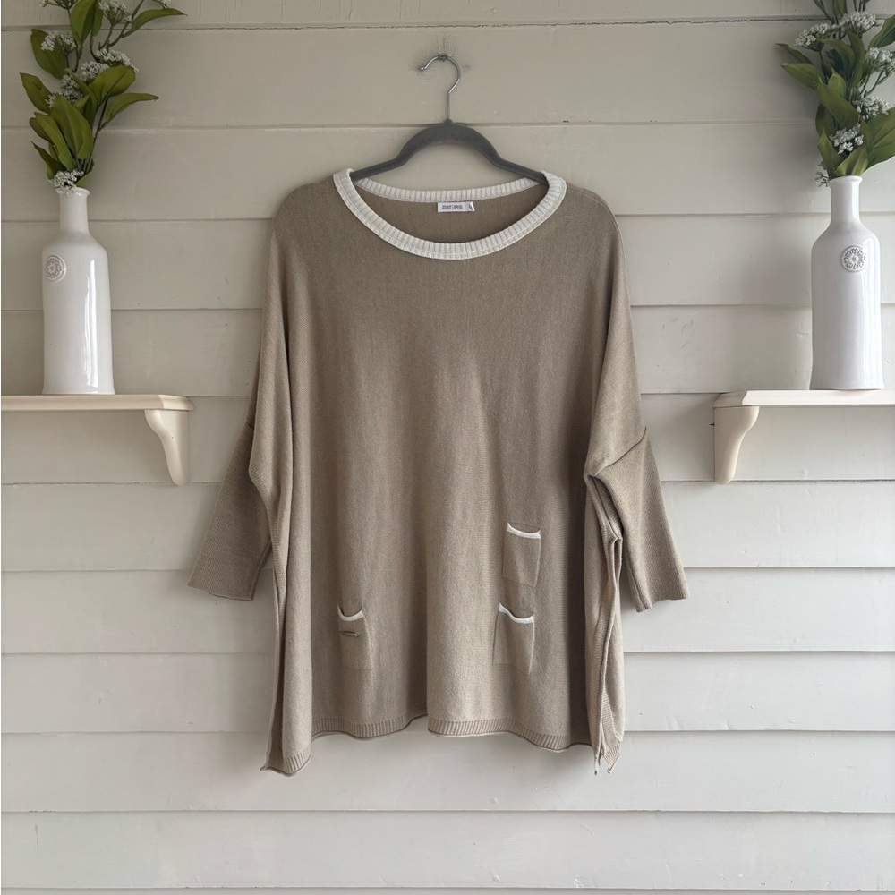 Mer Sea Catalina Sweater Tan with Cream Detail Women’s One Size